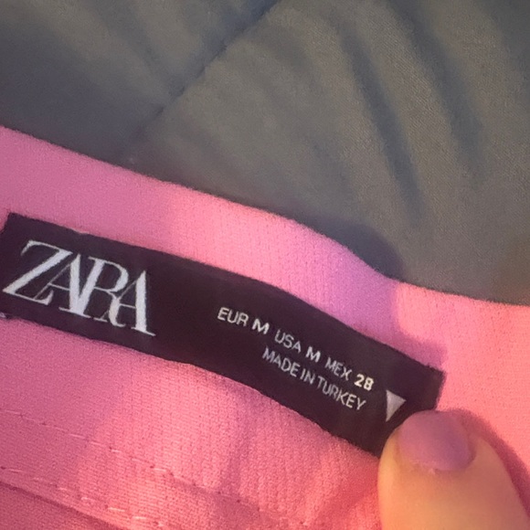 Zara Pink Mini Kick Flare Crop Pants Flat Front Trouser Barbie New Spring Ankle - Picture 7 of 7